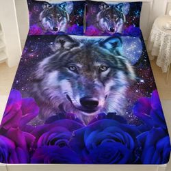 New Queen Size Wolf Print Sheets 