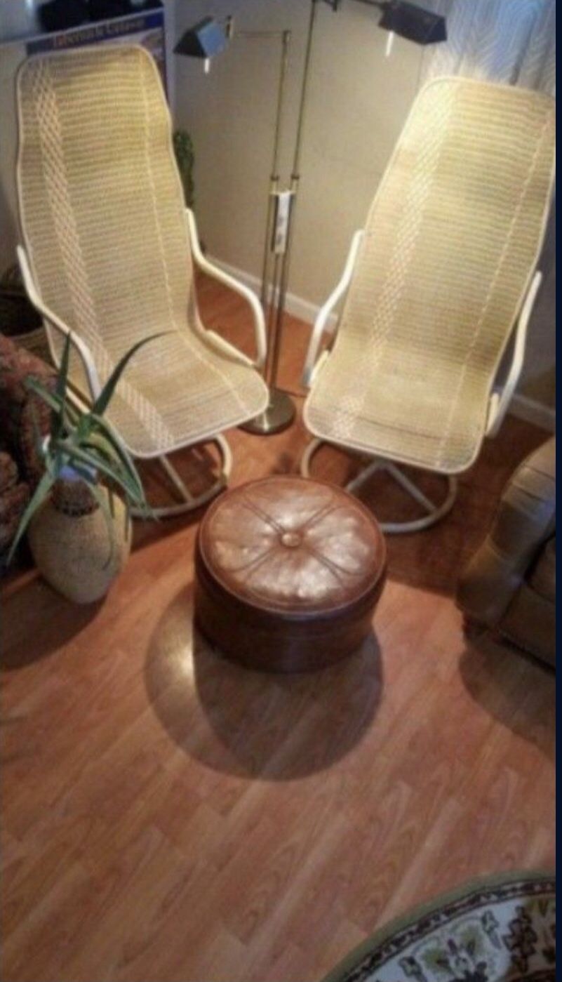 Pair of Lloyd Looms vintage swivel rocker wicker