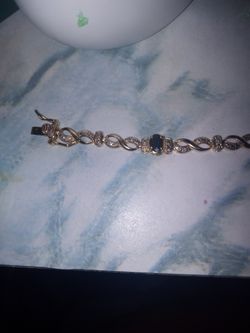 Ross Simons Sapphire Diamond Accent Bracelet-Designer Gold over Sterling Silver Link Bracelet