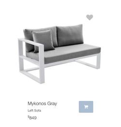 Patio Porch Lounge Sofa White Aluminum Gray Cushions & End Table Mint