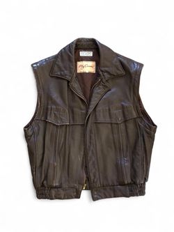 Vintage 80s Oleg Cassini Genuine Leather BomberVest Size L