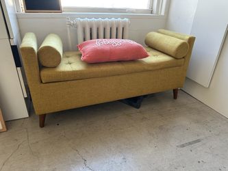 Upholstered Mustard Bench With Storage