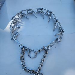 Stainless Steel Adjustable Prong Dog Training Collar with Swivel Small 28”