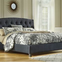 Ashley Queen Upholstered Bed frame Dark Gray