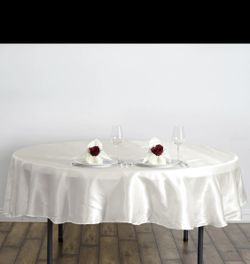 4 Pieces 90” Ivory Satin Round Tablecloths