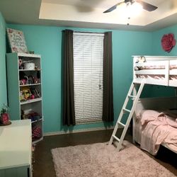 White Bunk Bed  Set Twin over Twin & Dresser