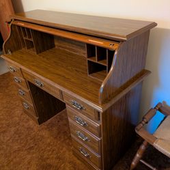 All Wood Roll Top Desk