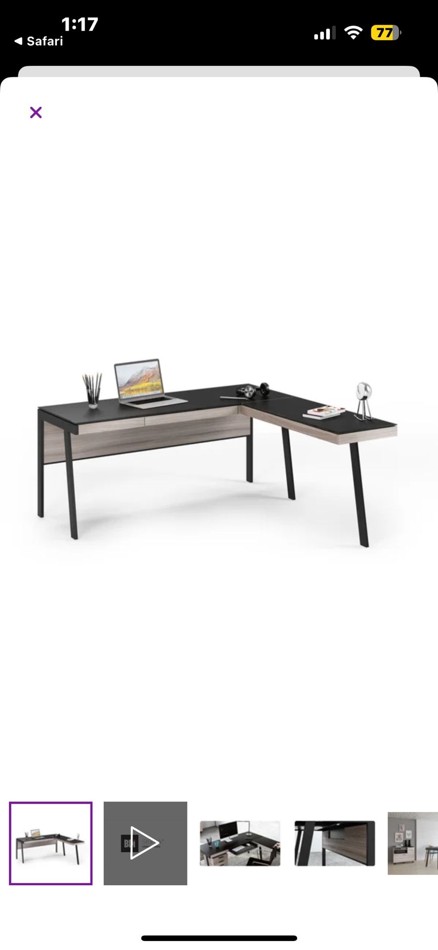 BDI SCAN DESIGN DESK L SHAPE AND DRAWERS