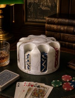 Vintage Poker Chip Holder Rotating Chip Rack Faux Marble Casino Game Room Decor Card Table Accessory