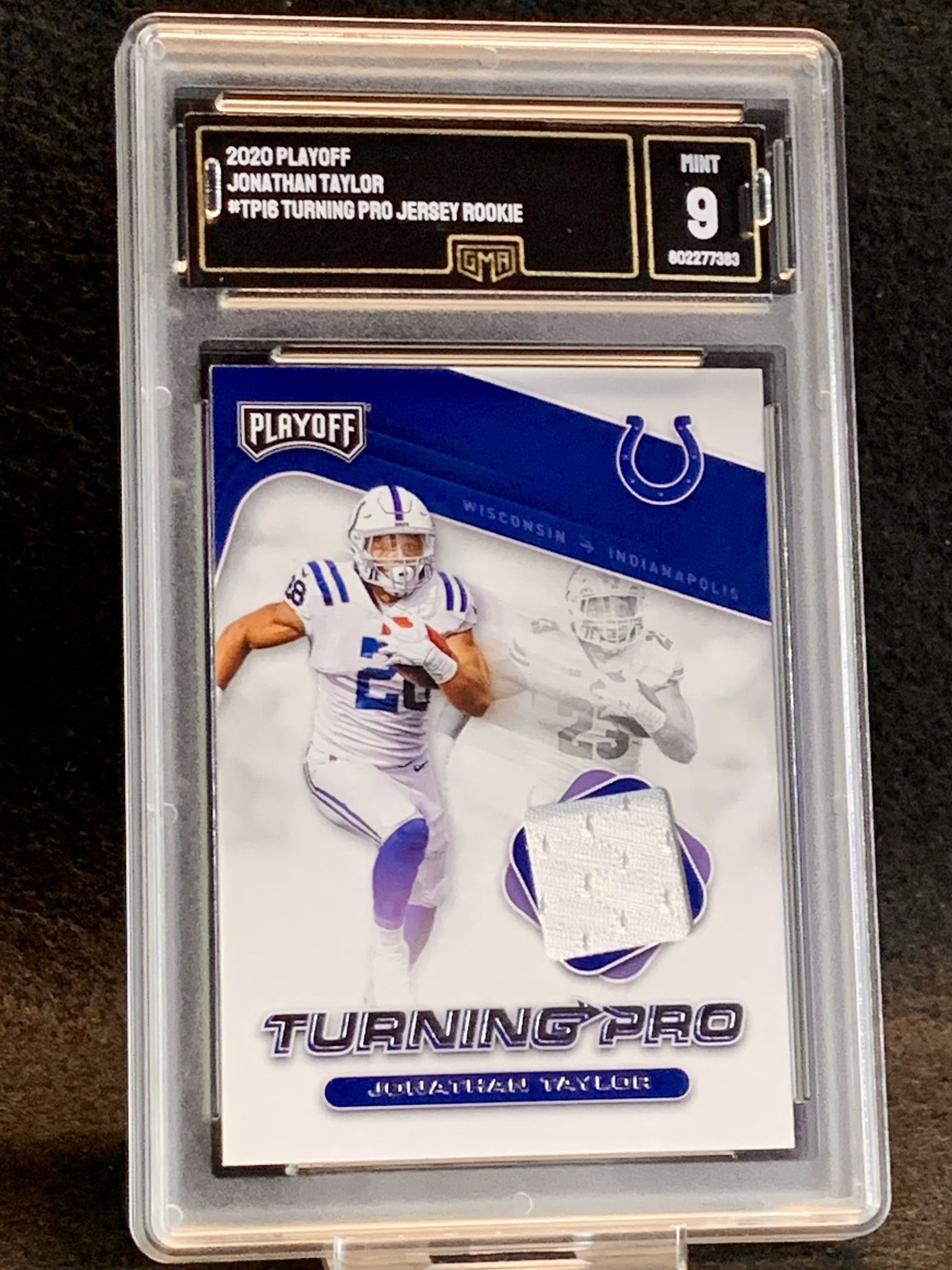 2020 Playoff 💥 Jonathan Taylor 💥 Turning Pro Jersey Rookie GMA 9 Near Mint 💎 - Indianapolis Colts 