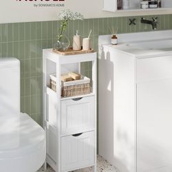 Bathroom Floor Cabinet, Bathroom Storage Organizer Rack Stand, Multifunctional Corner Unit, 2 Drawers, 35 Inches in Height, White UBBC42WT