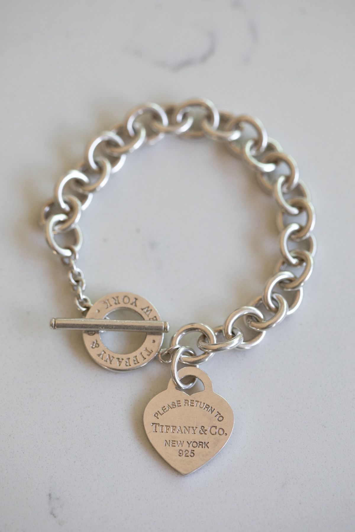 Return to Tiffany & Co.  Heart Tag Toggle Silver Bracelet, 7.5 inches