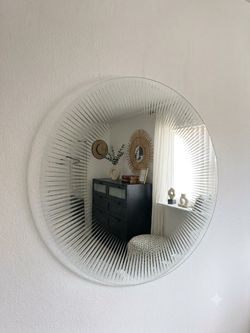 Round Mid-Century Modern Sunburst Etched Mirror