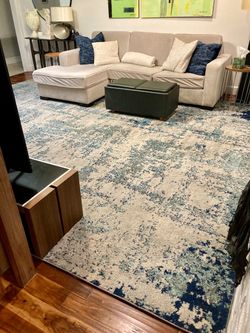 Surya Sunderland 12’ x 15’ Blue Area Rug + Thick Felt Pad