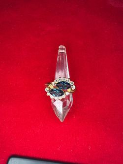 Gold-Tone Ring with Blue Marquise Stones