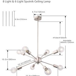 Modern Brush Nickel Sputnik Chandelier 