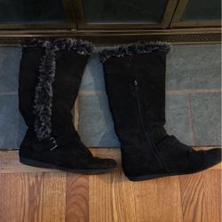 Black Winter Boots With Fur 