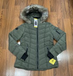 New Nautica Ladies' Puffer with Faux Fur Hood XXL Green