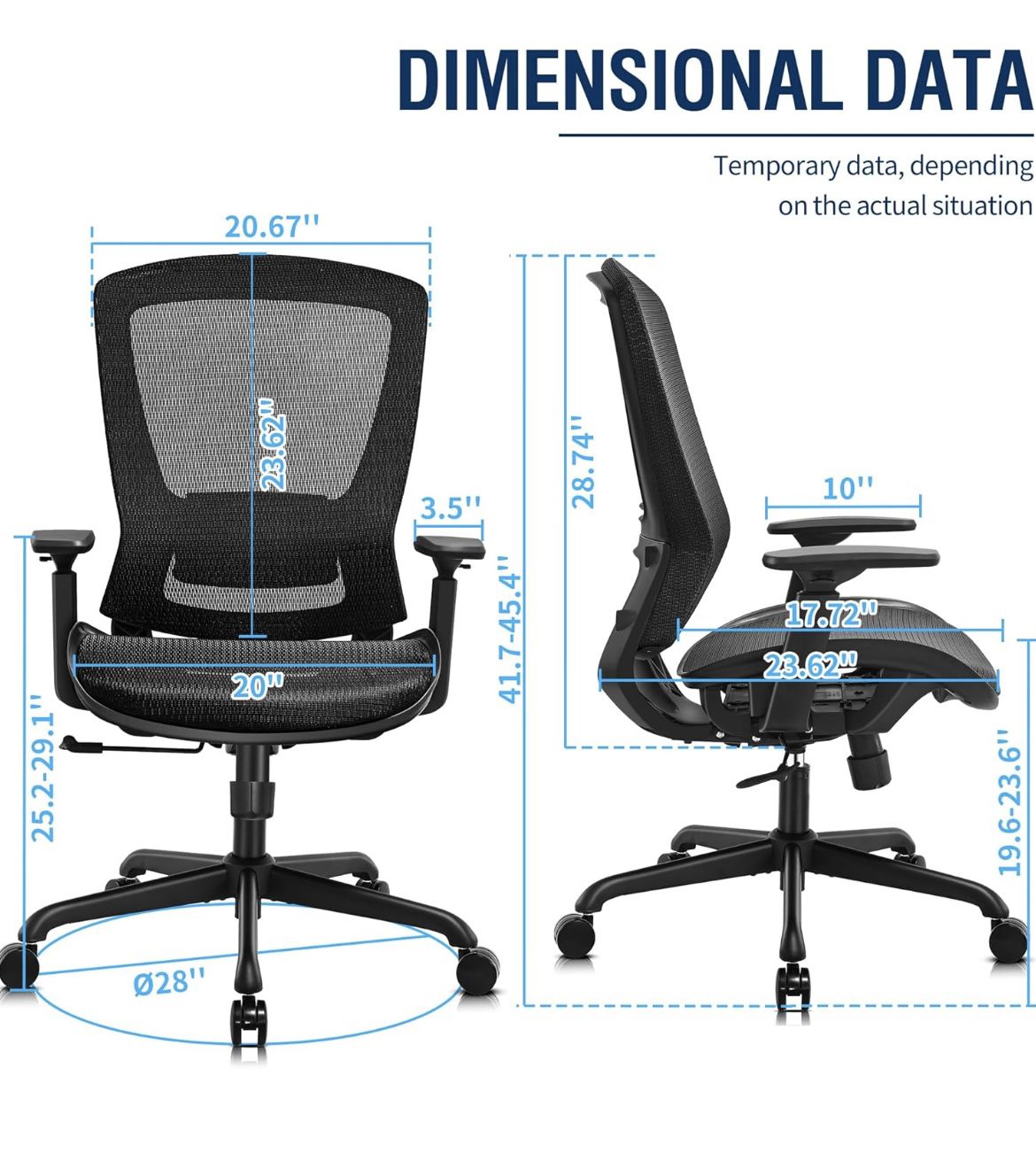 Brand New ELABEST Ergonomic Mesh Office Chair, Black, New in Box