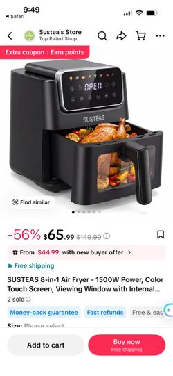 Susteas 8-in-1 Air Fryer with Viewing Window