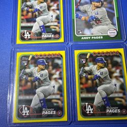 2024 Topps Update #US221 Andy Pages RC Yellow Parallel &Topps Heritage Green 