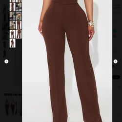Ladies Size2X (US 16-18) CHOCOLATE BROWN, HIGH WAIST, WIDE LEG DRESS PANTS