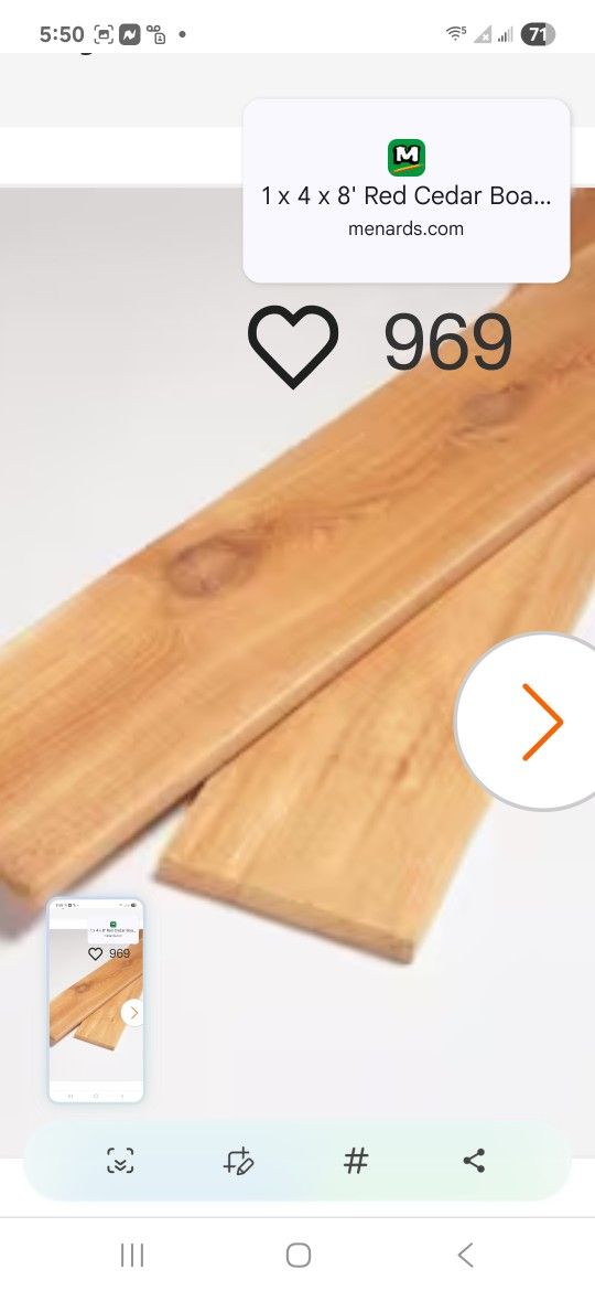 1x4x8 Crdar Exterior Trim Boards