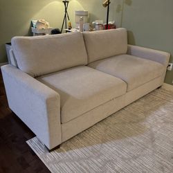 Thomasville Modern Fabric Sofa With 2 Storage Seats - Light Gray