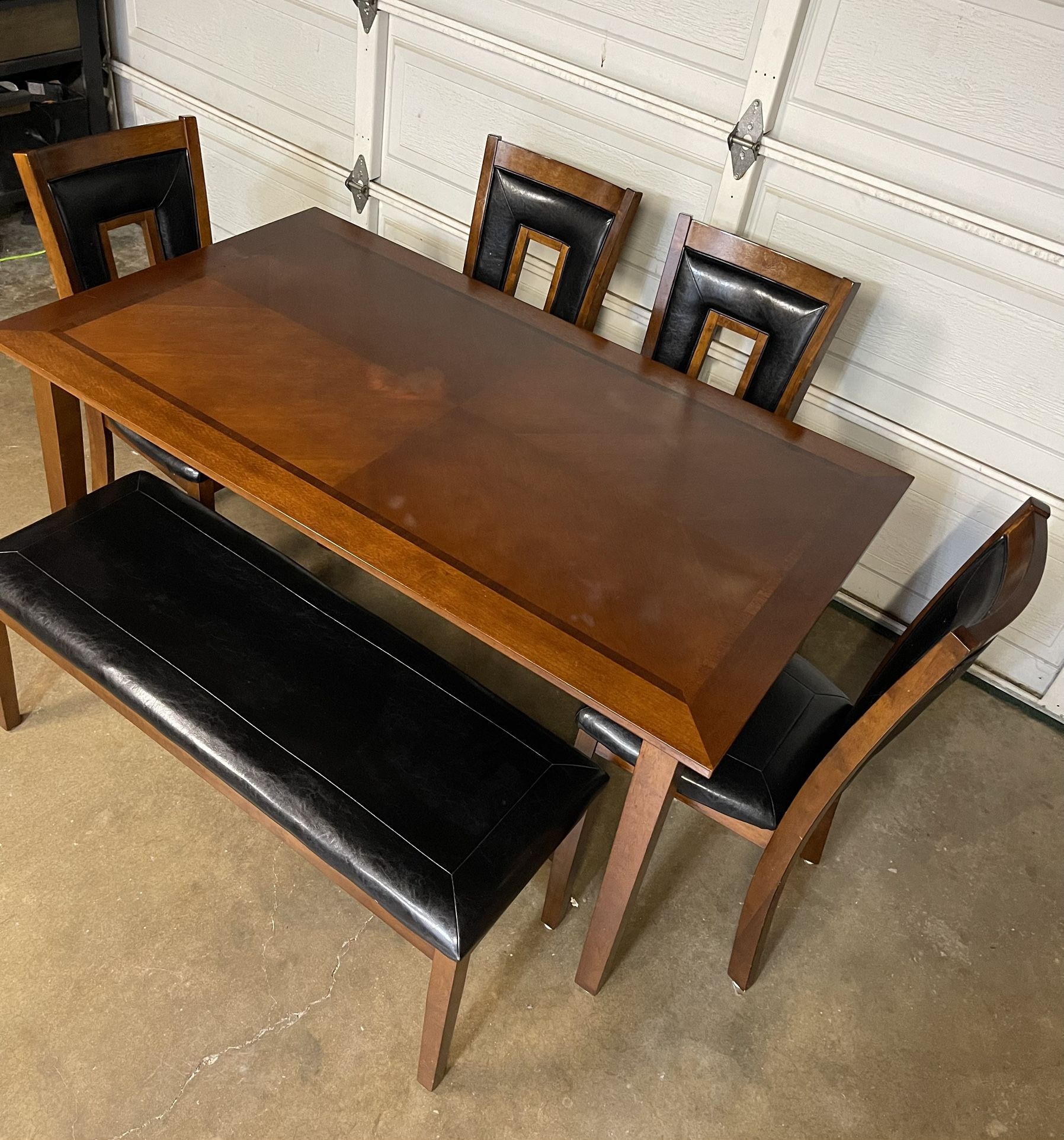 6-PC DINING SET ( 1 DINING TABLE, 4 PADDED CHAIRS & 1 LARGE PADDED BENCH) (REGULAR HEIGHT)