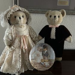 Wedding Teddy Bears And Plate
