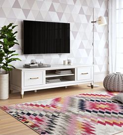 New Inbox White TV Stand With Gold Legs Fits Upto 65 Intv