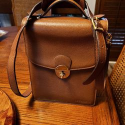 Genuine Leather Messenger Bag, Made In France, Cognac, Strap