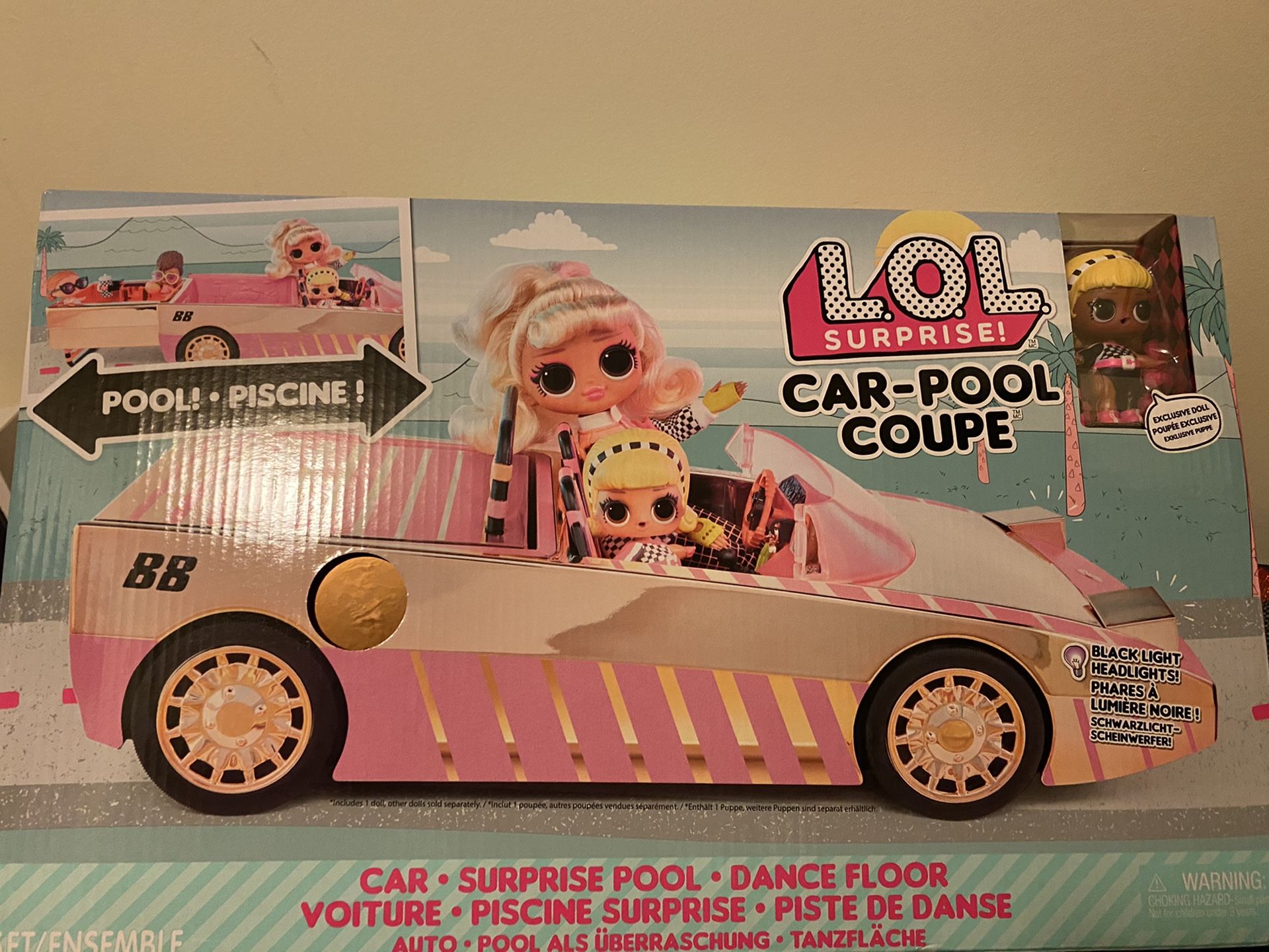 L.O.L. Surprise! Car-Pool Coupe with Exclusive Doll, Surprise Pool & Dance Floor