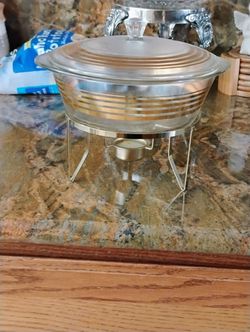 Vintage Inland Glass Gold Rimmed Covered Casserole Farmhouse Cottage Decor