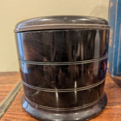Vintage MCM Hand Made Cambridge Ware lacquerware ice bucket, brown wood