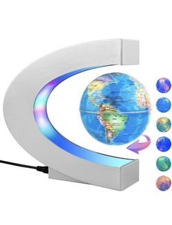 Magnetic Levitating Globe with LED Light, Cool Tech Gift for Men Father Boys and Girls, Birthday Gifts for Kids, Floating Globes World Desk Gadget Dec