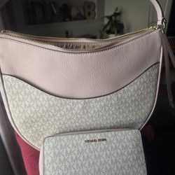 Michael Kors Large Dover Halfmoon Hand Bag & Matching Wallet