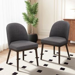 NEW Wide Cushioned Dining Chairs (Set of 2. Dark Grey color.)