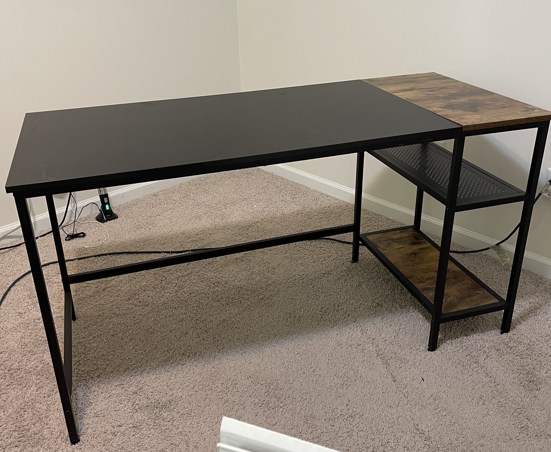 CubiCubi Computer Home Office Desk, 55 Inch Small Desk Study Writing Table with Storage Shelves, Modern Simple PC Desk with Splice Board, Black