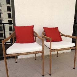Matching Wicker Porch Balcony Chairs