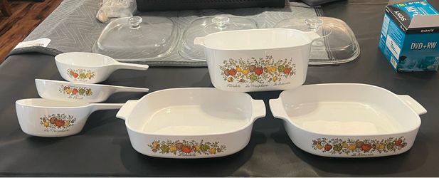 Vintage Corning Ware Garden Harvest Casserole Baking Dishes