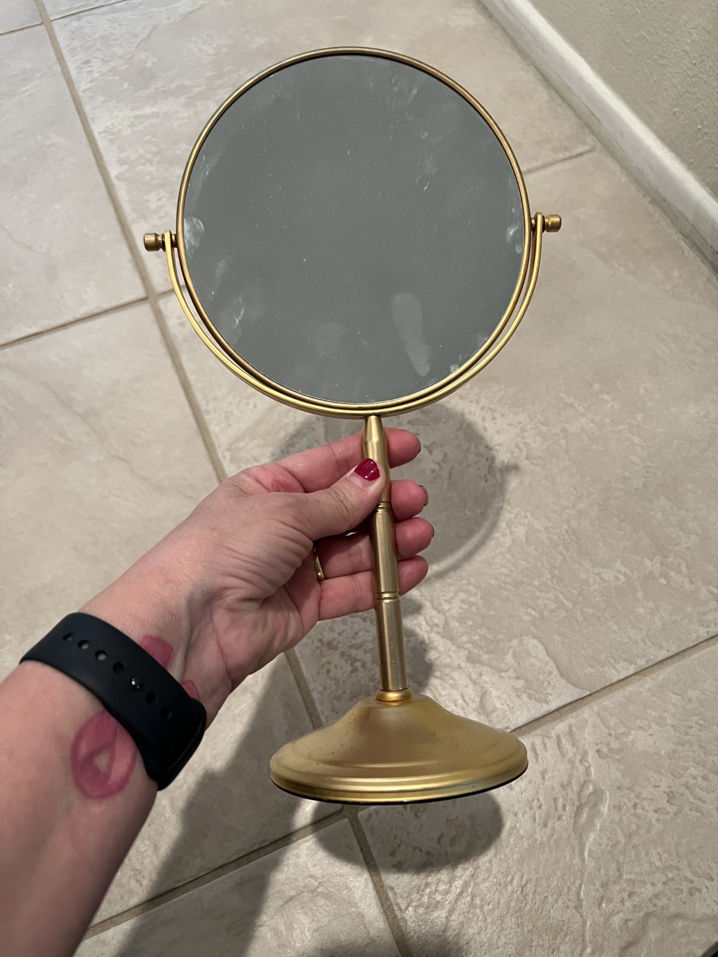 Vintage mirror with normal and magnifying