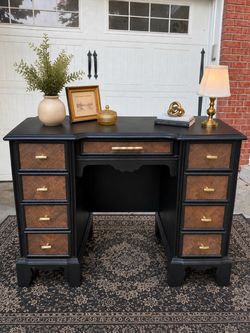 Beautifully Refinished Black Desk/ Vanity