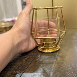 Gold Geometric Candle Holder 