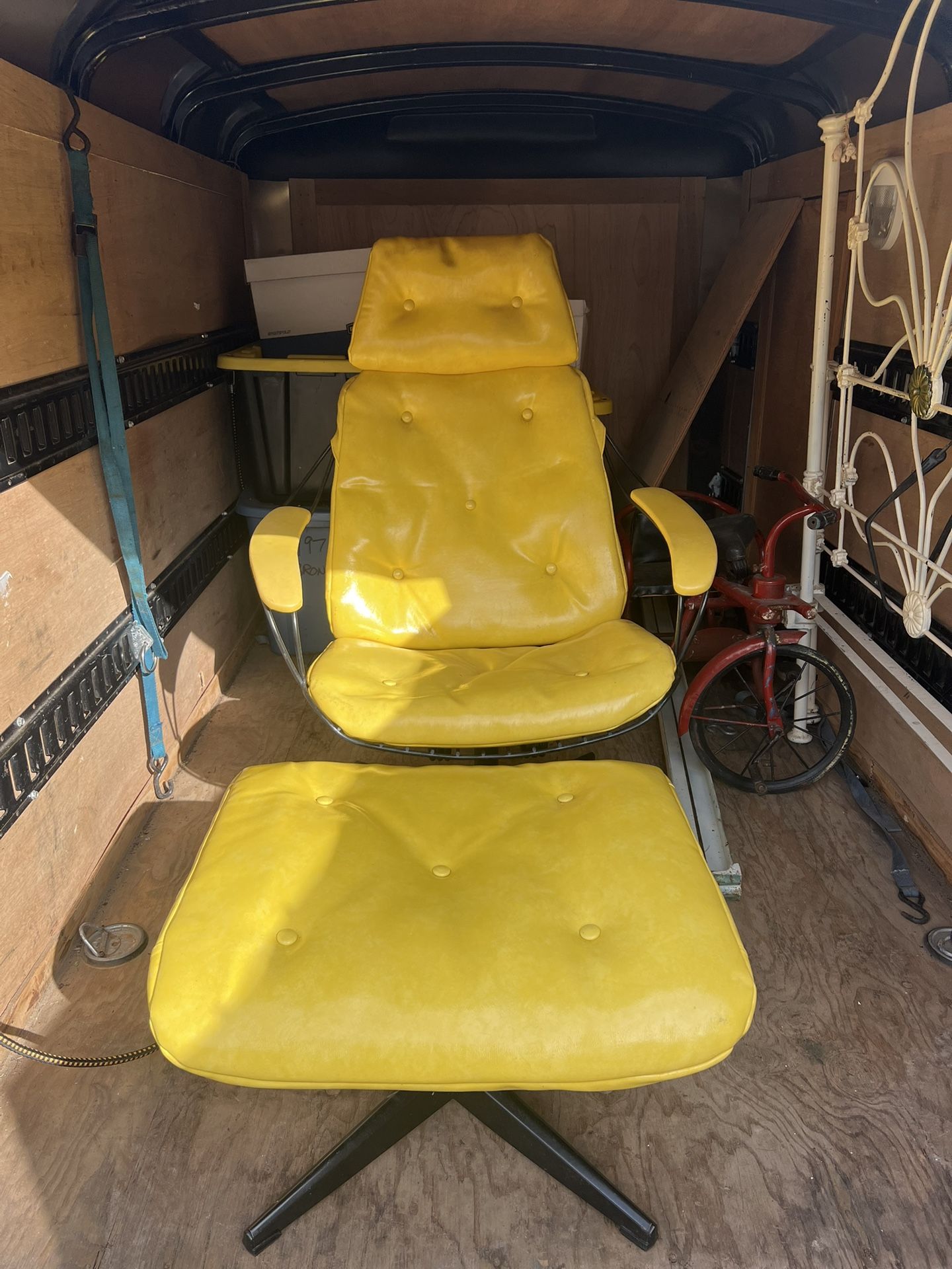 Old 60’s Vinyl Chair And Ottoman