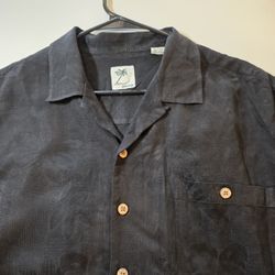 100% Silk Mens Short Sleeve Embossed Shirt Brigita SIZE L