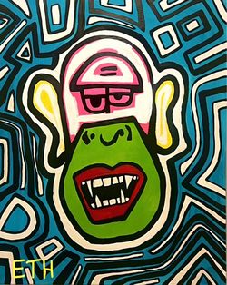 Original Gorilla Acrylic Painting Signed ETH 3 Print