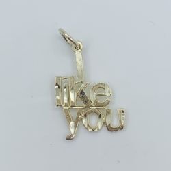 10k Gold Pendant I Like You Charm - Dije En Oro Me Gustas 