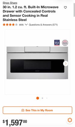 Shop Sharp 30 in. 1.2 cu. ft. Built-In Microwave Drawer with Concealed Controls and Sensor Cooking in Real Stainless Steel