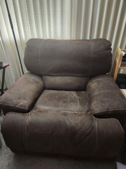 Brown suede oversized power recliner